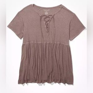 American Eagle Lace Up BabyDoll Top